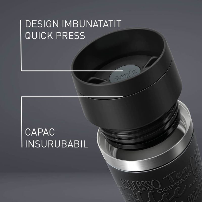 Casa si Gradina - Bucatarie si vesela - Accesorii bar - Termosuri si Cani termos - Termos Tefal Travel Mug Classic N2020210, inox, 0.36 L, 100% etans, functie Quick Press, argintiu & negru - Infinity.ro