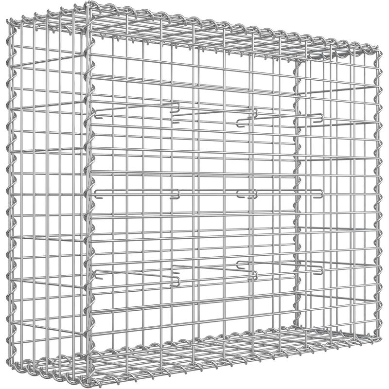 Casa si Gradina - Gradina si terasa - Garduri, panouri si accesorii - Cos gabioane pietre otel galvanizat D4 mm, ochiuri 5x10 cm, montaj fara unelte, 100x80x30 cm, argintiu - Infinity.ro