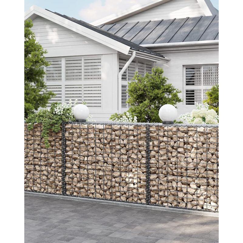 Casa si Gradina - Gradina si terasa - Garduri, panouri si accesorii - Cos gabioane pietre otel galvanizat D4 mm, ochiuri 5x10 cm, montaj fara unelte, 100x80x30 cm, argintiu - Infinity.ro