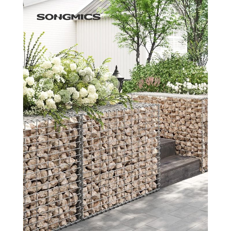 Casa si Gradina - Gradina si terasa - Garduri, panouri si accesorii - Cos gabioane pietre otel galvanizat D4 mm, ochiuri 5x10 cm, montaj fara unelte, 100x80x30 cm, argintiu - Infinity.ro