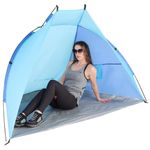 Sport si Outdoor - Camping - Corturi camping - Cort plaja pentru 2 persoane, cu protectie UV si podea izolanta, 200x100x105 cm, albastru - Infinity.ro