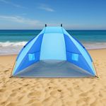 Sport si Outdoor - Camping - Corturi camping - Cort plaja pentru 2 persoane, cu protectie UV si podea izolanta, 200x100x105 cm, albastru - Infinity.ro