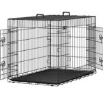 Petshop - Accesorii petshop - Culcusuri si custi - Custi interior si exterior - Cusca animale 2 usi pliabila metal tava detasabila xxl, 122x75x81 cm, transport usor, negru - Infinity.ro