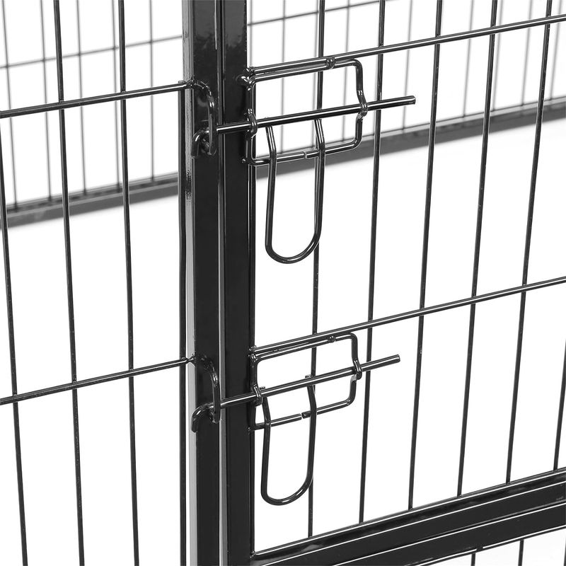 Petshop - Accesorii petshop - Culcusuri si custi - Custi interior si exterior - FEANDREA Tarc pentru caini din panouri de fier, cu usa de acces, XXL, 122x80x70cm, negru - Infinity.ro
