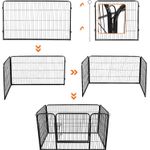 Petshop - Accesorii petshop - Culcusuri si custi - Custi interior si exterior - FEANDREA Tarc pentru caini din panouri de fier, cu usa de acces, XXL, 122x80x70cm, negru - Infinity.ro