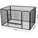 Petshop - Accesorii petshop - Culcusuri si custi - Custi interior si exterior - FEANDREA Tarc pentru caini din panouri de fier, cu usa de acces, XXL, 122x80x70cm, negru - Infinity.ro
