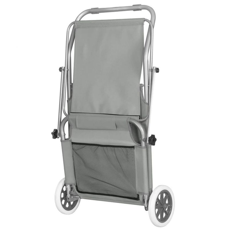 Casa si Gradina - Gradina si terasa - Mobilier exterior - Scaune si sezlonguri gradina - Sezlong pliabil pentru plaja, cu roti, parasolar reglabil si buzunar depozitare, 150x61 cm, 120 kg, gri - Infinity.ro