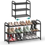 Casa si Gradina - Mobilier - Dulapuri si sifoniere - Dulapuri pantofi - Raft extensibil pentru incaltaminte, 3 niveluri, metal, pana la 12 perechi pantofi, reglabil 25x48x(44-82) cm, negru - Infinity.ro