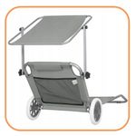 Casa si Gradina - Gradina si terasa - Mobilier exterior - Scaune si sezlonguri gradina - Sezlong pliabil pentru plaja, cu roti, parasolar reglabil si buzunar depozitare, 150x61 cm, 120 kg, gri - Infinity.ro
