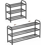 Casa si Gradina - Mobilier - Dulapuri si sifoniere - Dulapuri pantofi - Raft extensibil pentru incaltaminte, 3 niveluri, metal, pana la 12 perechi pantofi, reglabil 25x48x(44-82) cm, negru - Infinity.ro