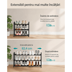 Casa si Gradina - Mobilier - Dulapuri si sifoniere - Dulapuri pantofi - Raft extensibil pentru incaltaminte, 3 niveluri, metal, pana la 12 perechi pantofi, reglabil 25x48x(44-82) cm, negru - Infinity.ro