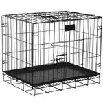 Petshop - Accesorii petshop - Culcusuri si custi - Custi interior si exterior - Cusca pentru animale, 2 usi, Pliabila din metal, L, Negru, 59x50x42 cm - Infinity.ro