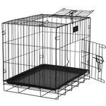 Petshop - Accesorii petshop - Culcusuri si custi - Custi interior si exterior - Cusca pentru animale, 2 usi, Pliabila din metal, L, Negru, 59x50x42 cm - Infinity.ro