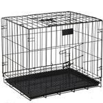 Petshop - Accesorii petshop - Culcusuri si custi - Custi interior si exterior - Cusca pentru animale, 2 usi, Pliabila din metal, L, Negru, 59x50x42 cm - Infinity.ro