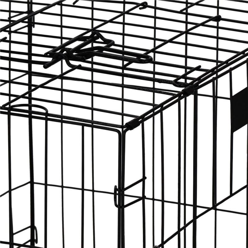 Petshop - Accesorii petshop - Culcusuri si custi - Custi interior si exterior - Cusca pentru animale, 2 usi, Pliabila din metal, L, Negru, 59x50x42 cm - Infinity.ro