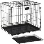 Petshop - Accesorii petshop - Culcusuri si custi - Custi interior si exterior - Cusca pentru animale, 2 usi, Pliabila din metal, L, Negru, 59x50x42 cm - Infinity.ro