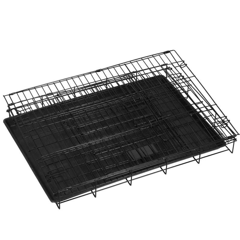 Petshop - Accesorii petshop - Culcusuri si custi - Custi interior si exterior - Cusca pentru animale, 2 usi, Pliabila din metal, L, Negru, 59x50x42 cm - Infinity.ro