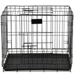 Petshop - Accesorii petshop - Culcusuri si custi - Custi interior si exterior - Cusca pentru animale, 2 usi, Pliabila din metal, L, Negru, 59x50x42 cm - Infinity.ro