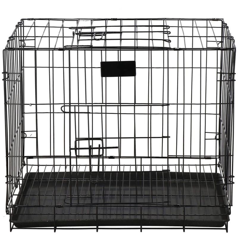 Petshop - Accesorii petshop - Culcusuri si custi - Custi interior si exterior - Cusca pentru animale, 2 usi, Pliabila din metal, L, Negru, 59x50x42 cm - Infinity.ro