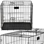 Petshop - Accesorii petshop - Culcusuri si custi - Custi interior si exterior - Cusca pentru animale, 2 usi, Pliabila din metal, L, Negru, 59x50x42 cm - Infinity.ro