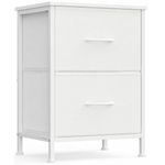 Casa si Gradina - Mobilier - Comode si corpuri - Comode - Comoda mica tip noptiera cu 2 sertare textile, cadru metalic si blat MDF, 40x30x52 cm, alb - Infinity.ro