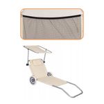 Casa si Gradina - Gradina si terasa - Mobilier exterior - Scaune si sezlonguri gradina - Sezlong pliabil pentru plaja, cu roti, parasolar reglabil si buzunar depozitare, 150x61 cm, 120 kg, bej - Infinity.ro