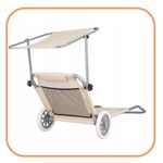 Casa si Gradina - Gradina si terasa - Mobilier exterior - Scaune si sezlonguri gradina - Sezlong pliabil pentru plaja, cu roti, parasolar reglabil si buzunar depozitare, 150x61 cm, 120 kg, bej - Infinity.ro