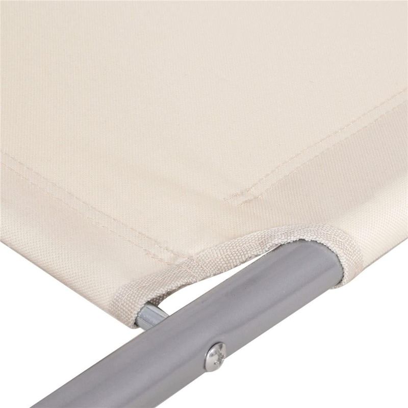Casa si Gradina - Gradina si terasa - Mobilier exterior - Scaune si sezlonguri gradina - Sezlong pliabil pentru plaja, cu roti, parasolar reglabil si buzunar depozitare, 150x61 cm, 120 kg, bej - Infinity.ro