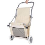 Casa si Gradina - Gradina si terasa - Mobilier exterior - Scaune si sezlonguri gradina - Sezlong pliabil pentru plaja, cu roti, parasolar reglabil si buzunar depozitare, 150x61 cm, 120 kg, bej - Infinity.ro