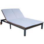 Casa si Gradina - Gradina si terasa - Mobilier exterior - Scaune si sezlonguri gradina - Sezlong dublu de gradina cu roti, din lemn de acacia, 202x120x31 cm, maro - Infinity.ro
