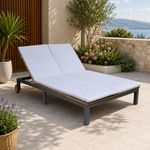 Casa si Gradina - Gradina si terasa - Mobilier exterior - Scaune si sezlonguri gradina - Sezlong dublu de gradina cu roti, din lemn de acacia, 202x120x31 cm, maro - Infinity.ro