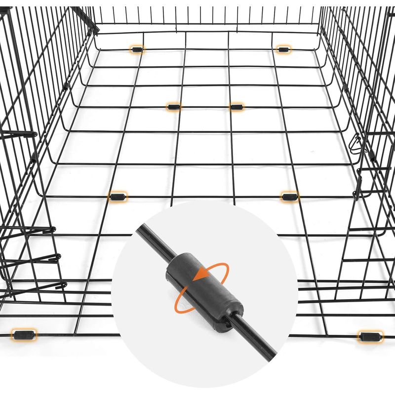 Petshop - Accesorii petshop - Culcusuri si custi - Custi interior si exterior - Cusca pentru animale, 2 usi, perete separator, pliabila din metal, XXL, 122x75x81cm, negru - Infinity.ro