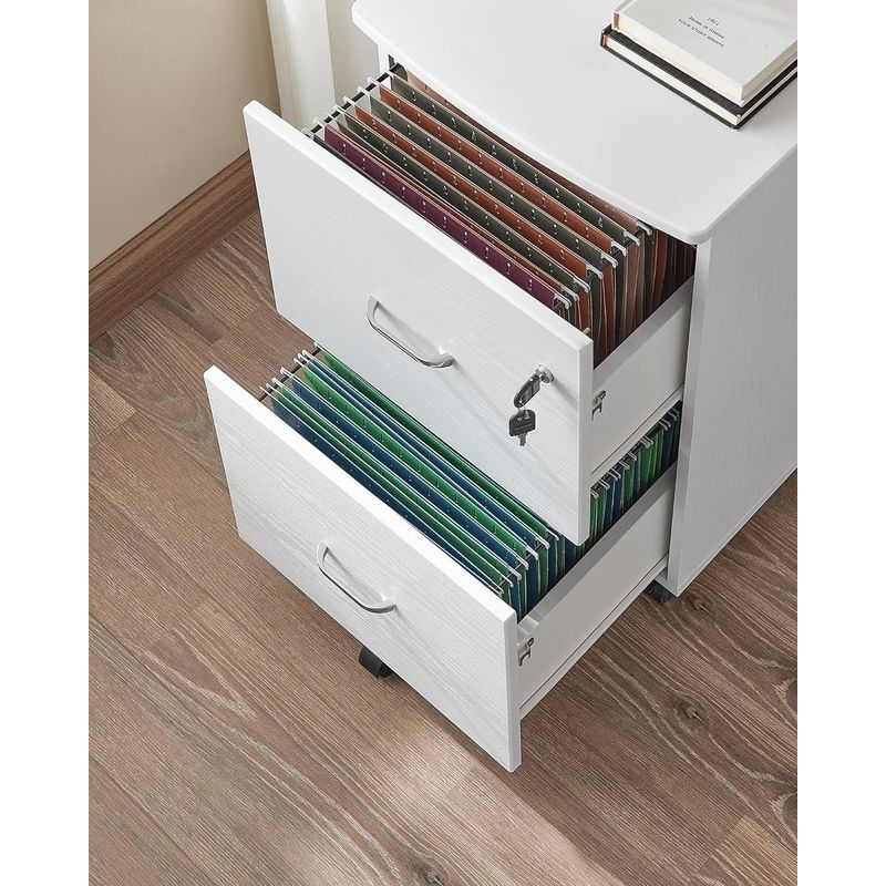Casa si Gradina - Mobilier - Mese si birouri - Birouri - Dulap mobil pentru dosare cu 2 sertare, incuietoare si roti, suport imprimanta, 43x45x72 cm, alb - Infinity.ro