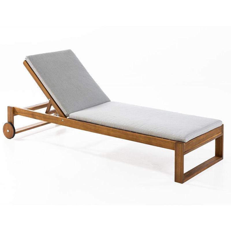 Casa si Gradina - Gradina si terasa - Mobilier exterior - Scaune si sezlonguri gradina - Sezlong de gradina cu perna, lemn de salcam, 197x76x30 cm, maro - Infinity.ro