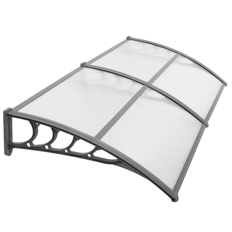 Casa si Gradina - Gradina si terasa - Umbrele si pavilioane - Umbrele - Copertina dubla protectie usa si fereastra, policarbonat cu protectie UV, 200 x 100 cm, gri transparent - Infinity.ro