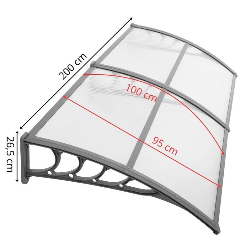 Casa si Gradina - Gradina si terasa - Umbrele si pavilioane - Umbrele - Copertina dubla protectie usa si fereastra, policarbonat cu protectie UV, 200 x 100 cm, gri transparent - Infinity.ro