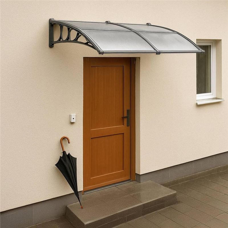 Casa si Gradina - Gradina si terasa - Umbrele si pavilioane - Umbrele - Copertina dubla protectie usa si fereastra, policarbonat cu protectie UV, 200 x 100 cm, gri transparent - Infinity.ro