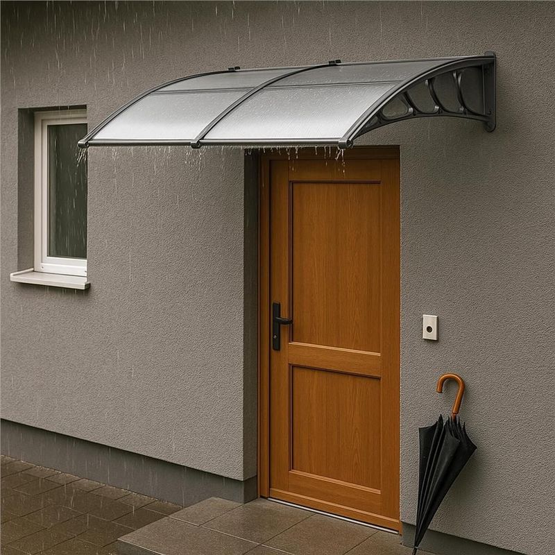 Casa si Gradina - Gradina si terasa - Umbrele si pavilioane - Umbrele - Copertina dubla protectie usa si fereastra, policarbonat cu protectie UV, 200 x 100 cm, gri transparent - Infinity.ro