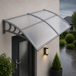 Casa si Gradina - Gradina si terasa - Umbrele si pavilioane - Umbrele - Copertina dubla protectie usa si fereastra, policarbonat cu protectie UV, 200 x 100 cm, gri transparent - Infinity.ro