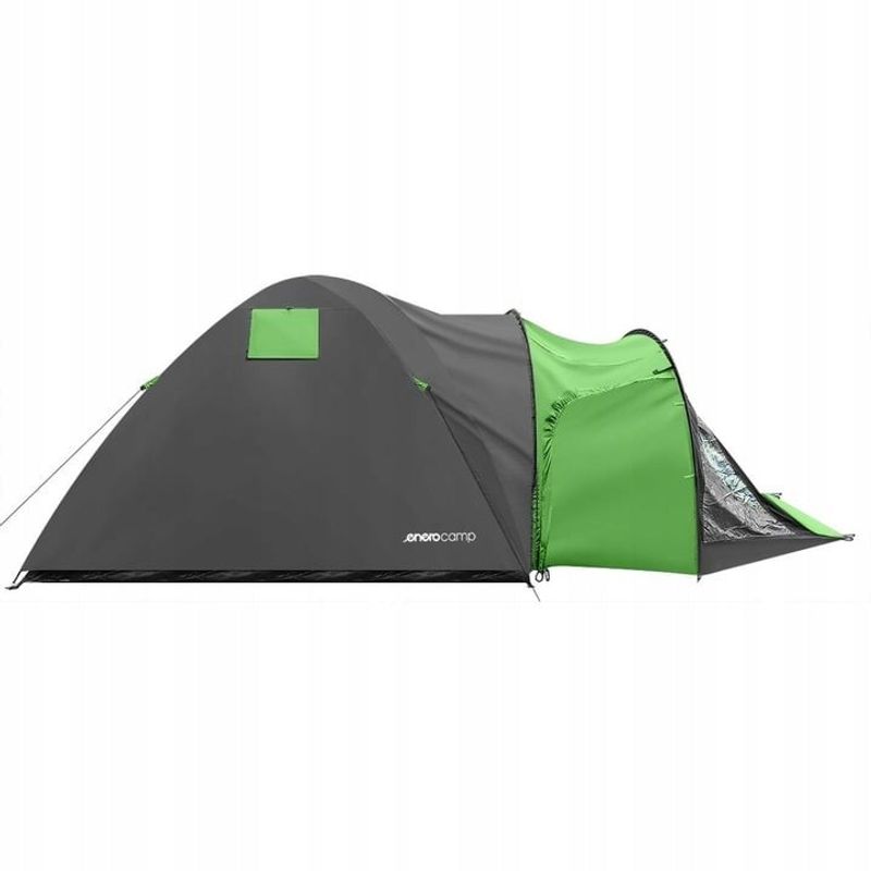 Sport si Outdoor - Camping - Corturi camping - Cort camping 4 persoane cu antreu, impermeabil 3000 mm, 450x210x150 cm, negru si verde - Infinity.ro