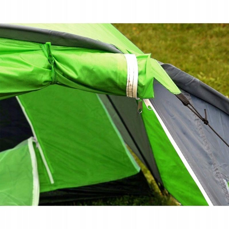 Sport si Outdoor - Camping - Corturi camping - Cort camping 4 persoane cu antreu, impermeabil 3000 mm, 450x210x150 cm, negru si verde - Infinity.ro