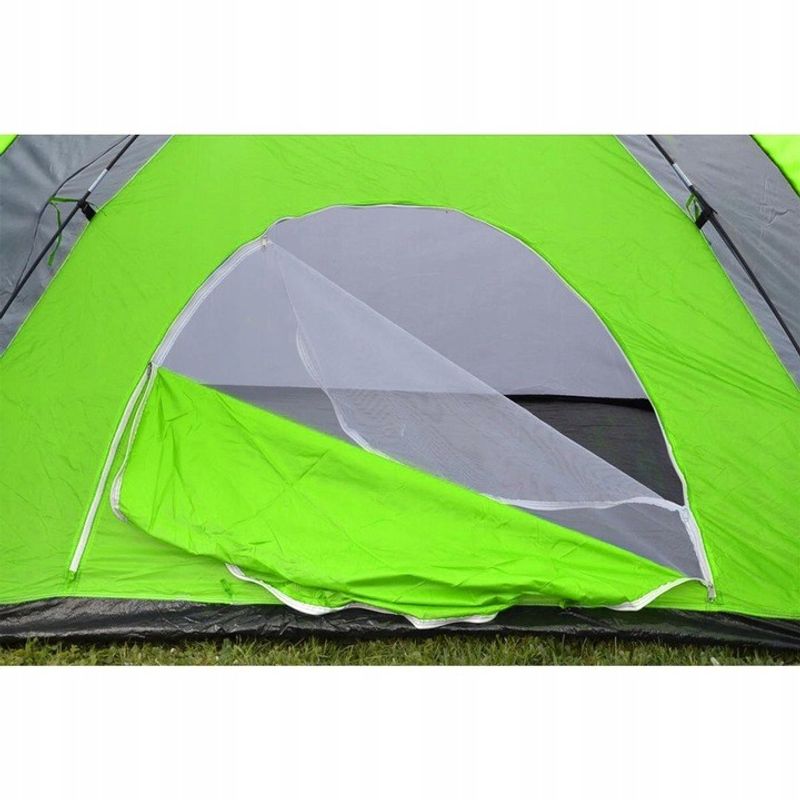 Sport si Outdoor - Camping - Corturi camping - Cort camping 4 persoane cu antreu, impermeabil 3000 mm, 450x210x150 cm, negru si verde - Infinity.ro