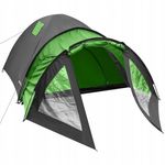 Sport si Outdoor - Camping - Corturi camping - Cort camping 4 persoane cu antreu, impermeabil 3000 mm, 450x210x150 cm, negru si verde - Infinity.ro