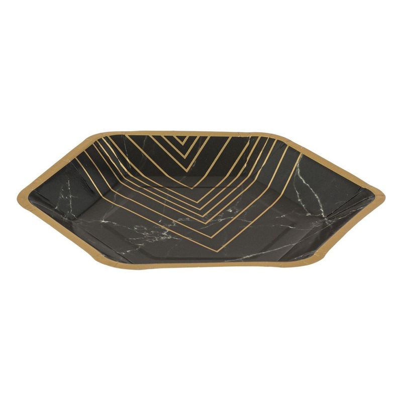 Casa si Gradina - Decoratiuni - Decoratiuni petrecere - Vesela pentru petrecere - Farfurii de carton negre marmorate cu folie aurie 18cm - Infinity.ro