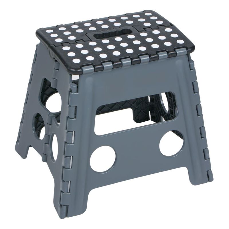 Casa si Gradina - Mobilier - Scaune si fotolii - Tabureti - Taburet Pliabil din Plastic Gri Negru - Portabil - Infinity.ro