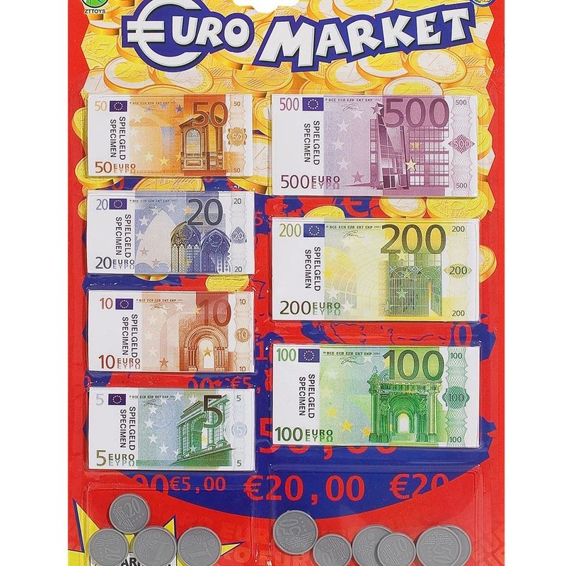 Jucarii, Copii si Bebe - Jucarii si jocuri - Jucarii & jocuri educative - Jocuri si jucarii educative - Set de Joaca cu Bancnote si Monezi de Euro - 71 de piese - Infinity.ro