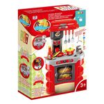 Jucarii, Copii si Bebe - Jucarii si jocuri - Jucarii de rol - Bucatarii copii - Bucatarie de Jucarie cu Aragaz, Sunet si Lumina, 23 Accesorii, Rosu - Infinity.ro