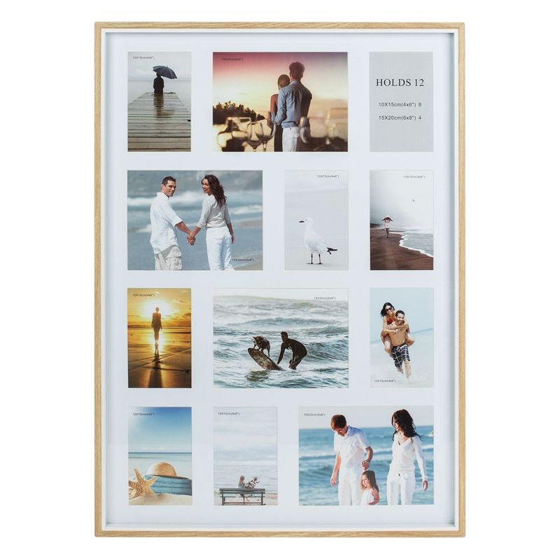 Casa si Gradina - Decoratiuni - Obiecte decorative - Accesorii decorative - Rama foto decorativa cu paspartu din lemn de stejar, natural, 12 poze, 52.5x72.5 cm - Infinity.ro