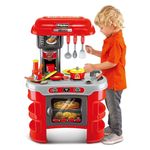 Jucarii, Copii si Bebe - Jucarii si jocuri - Jucarii de rol - Bucatarii copii - Bucatarie de Jucarie cu Aragaz, Sunet si Lumina, 23 Accesorii, Rosu - Infinity.ro