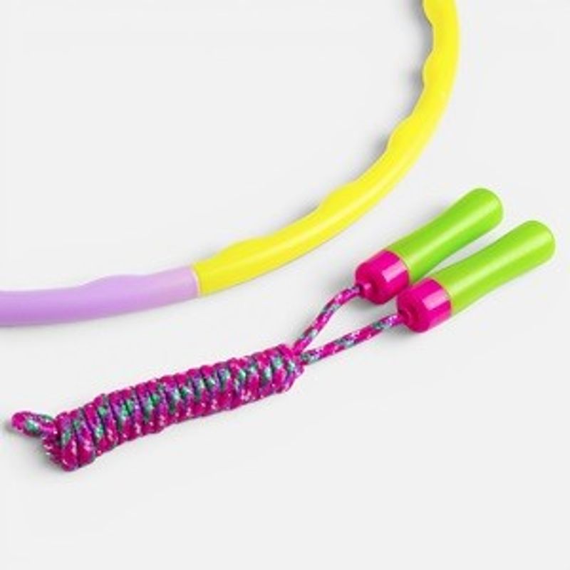 Jucarii, Copii si Bebe - Jucarii si jocuri - Jucarii de rol - Set joaca doctor - Set 2 in 1: Cerc Hula Hoop 65 cm si Coarda de Sarit 220 cm, Multicolor, Plastic - Infinity.ro